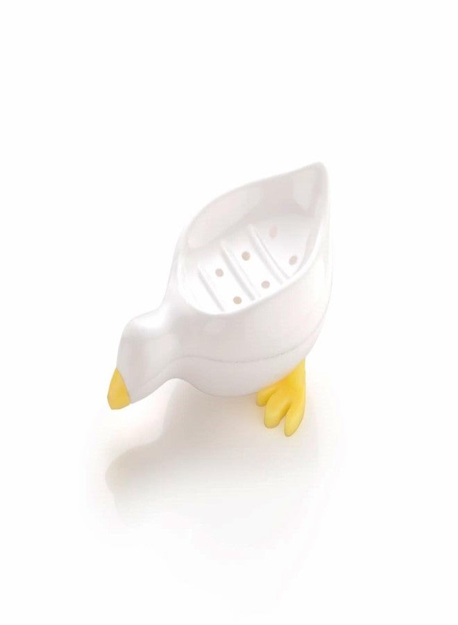 FLYMORE Duck-Shape Self Draining Soap Dish Holder, Easy Clean Soap Dish for Shower with Suction Cup Creative soap Box, for Bathroom, Kitchen, Bathtub, Wash basins (White,Plastic, Pack of 1) - Image 2